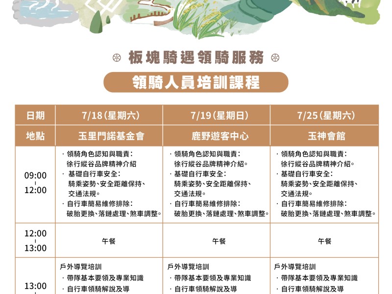 招募花東縱谷騎旅人才 ! 2026「徐行縱谷領騎人員培訓」現正開放報名中